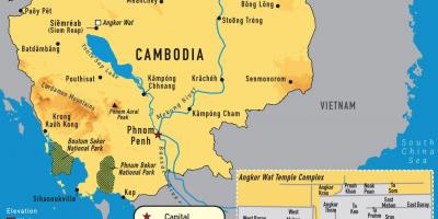 Angkor zemljevid Kambodža