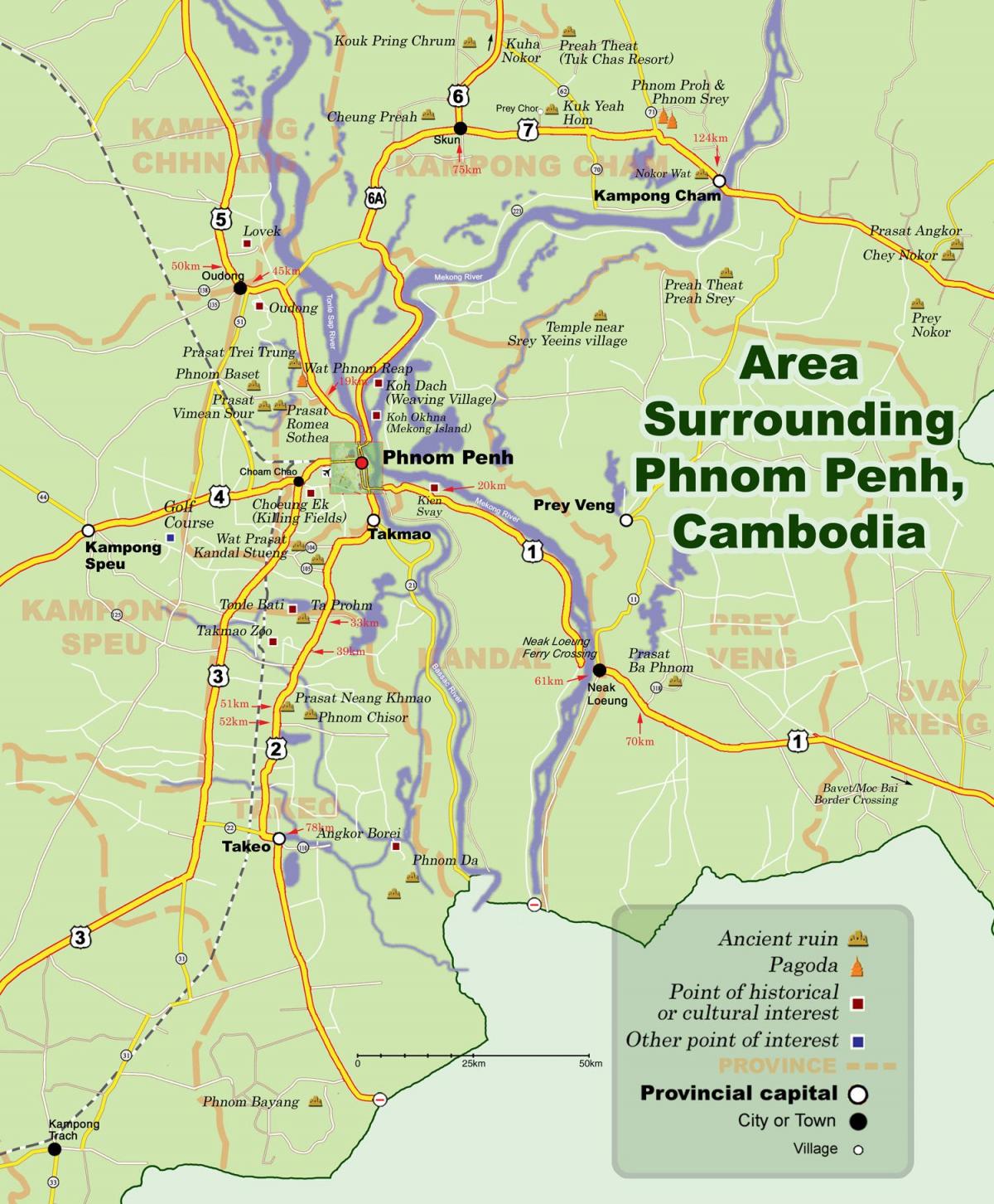 Zemljevid phnom penh Kambodža